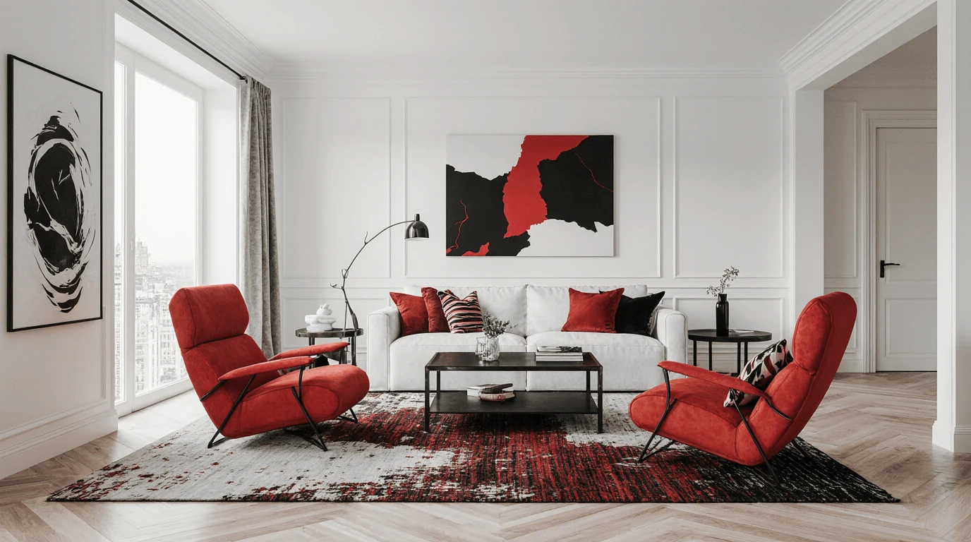 red and black interior design