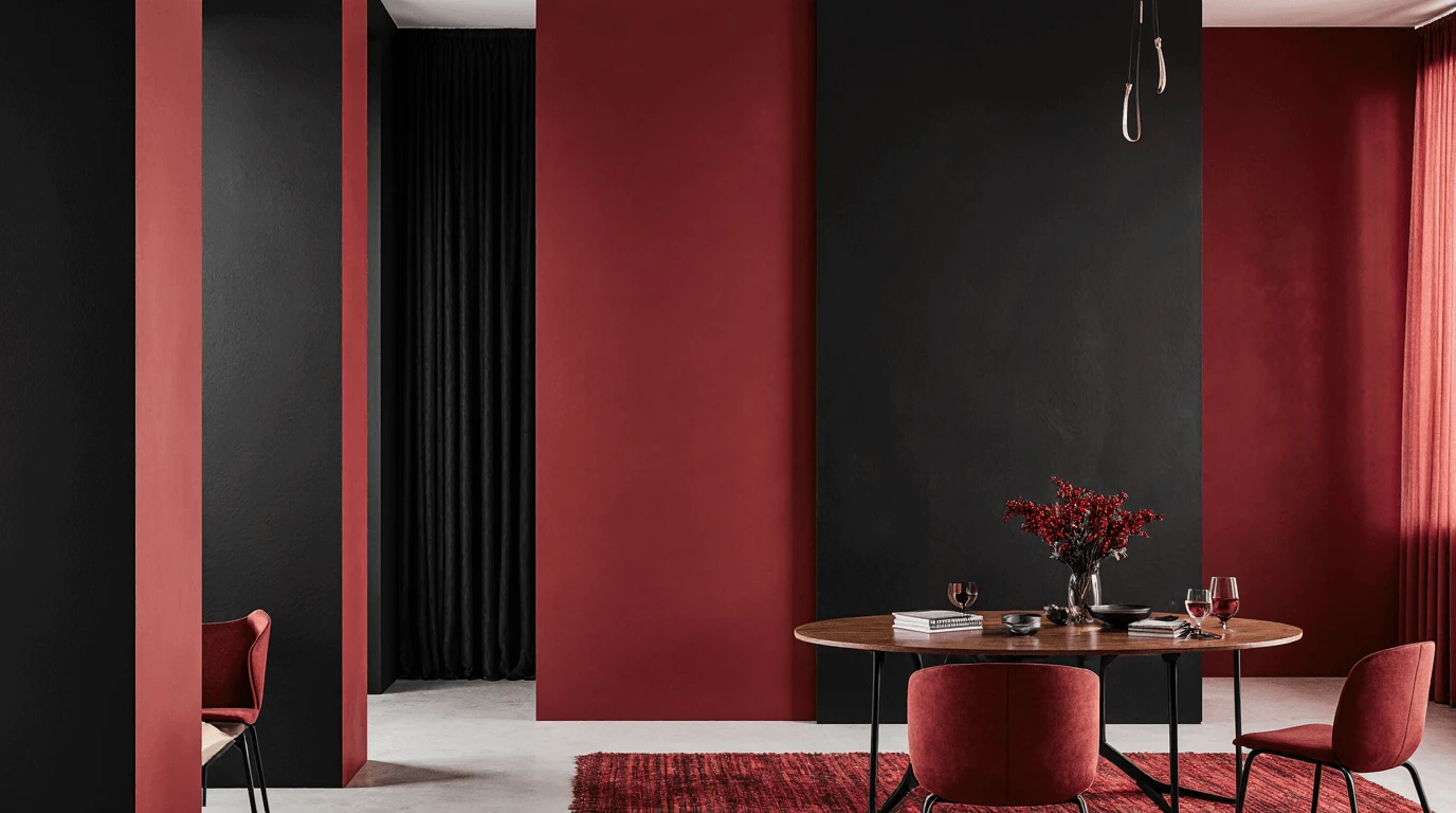 red and black interior design