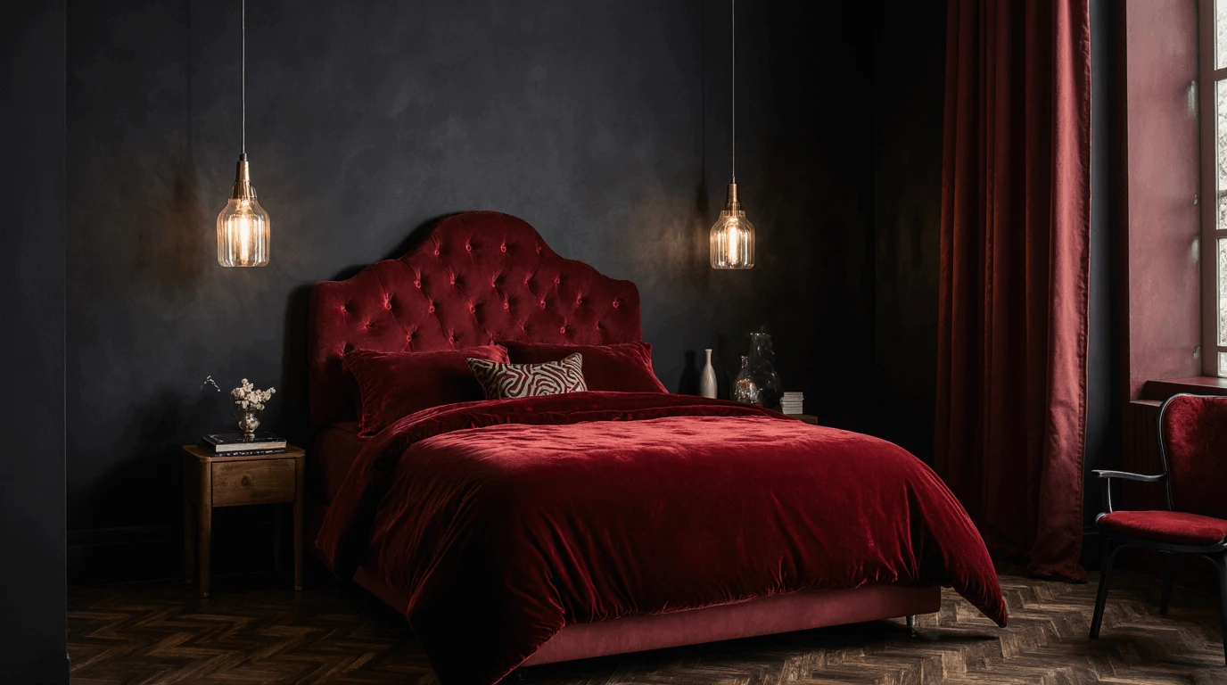 red and black interior design
