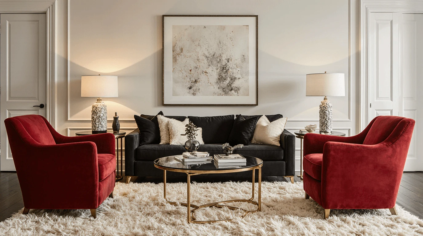 red and black interior design