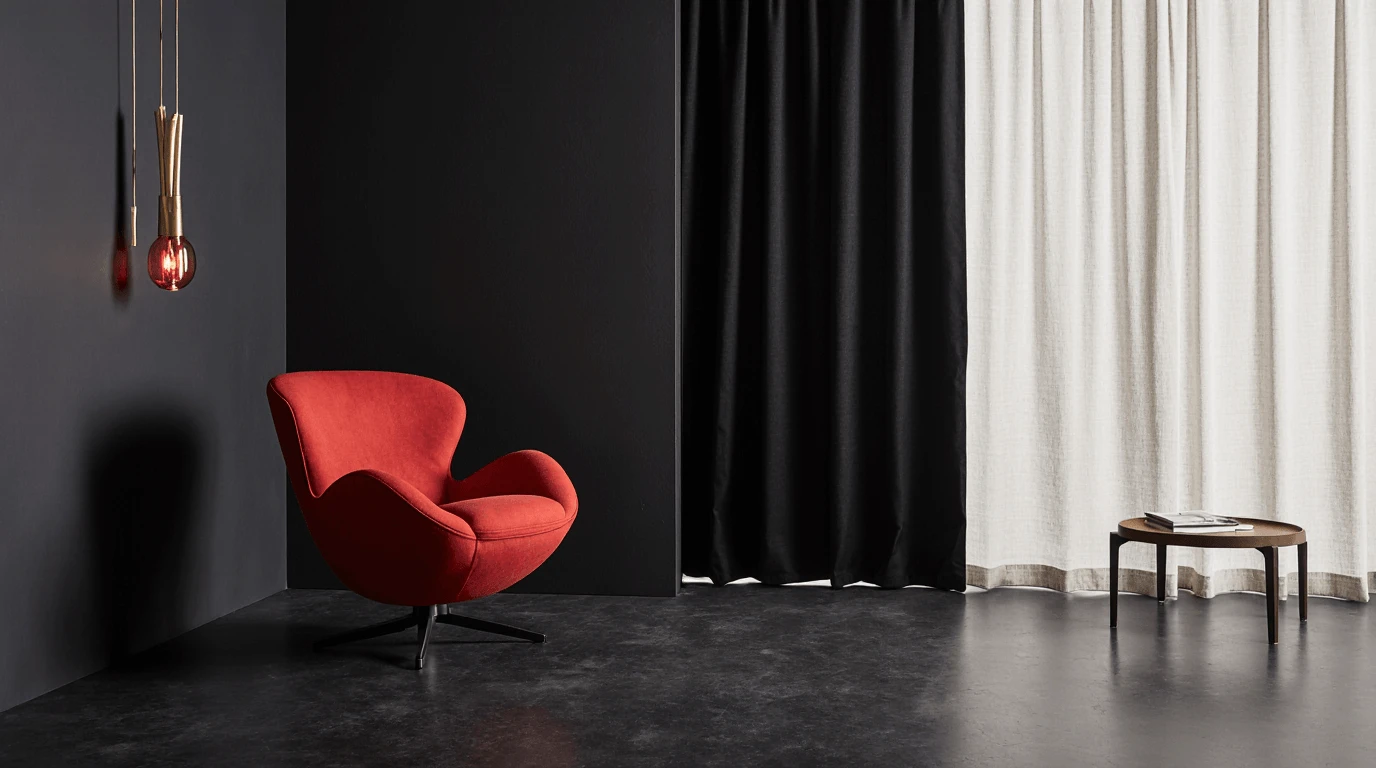 red and black interior design
