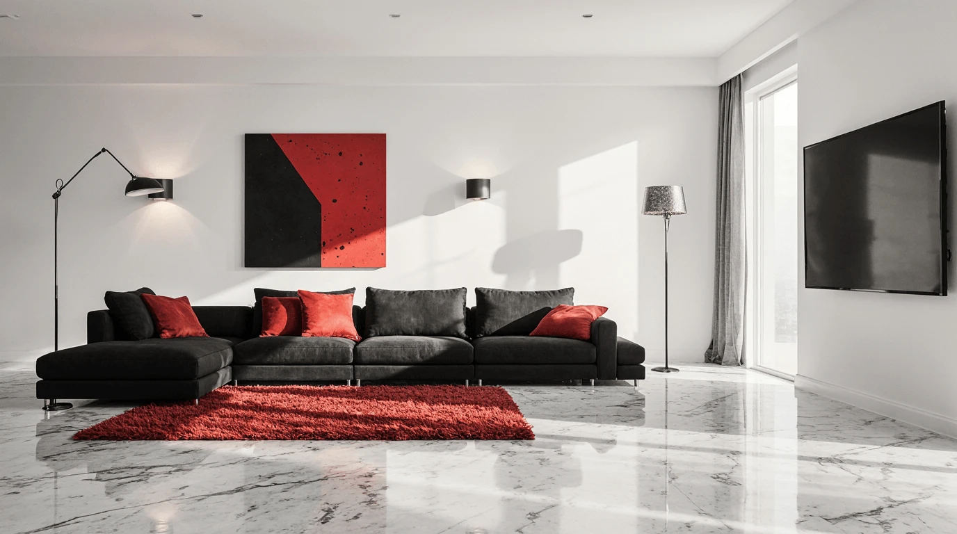 red and black interior design