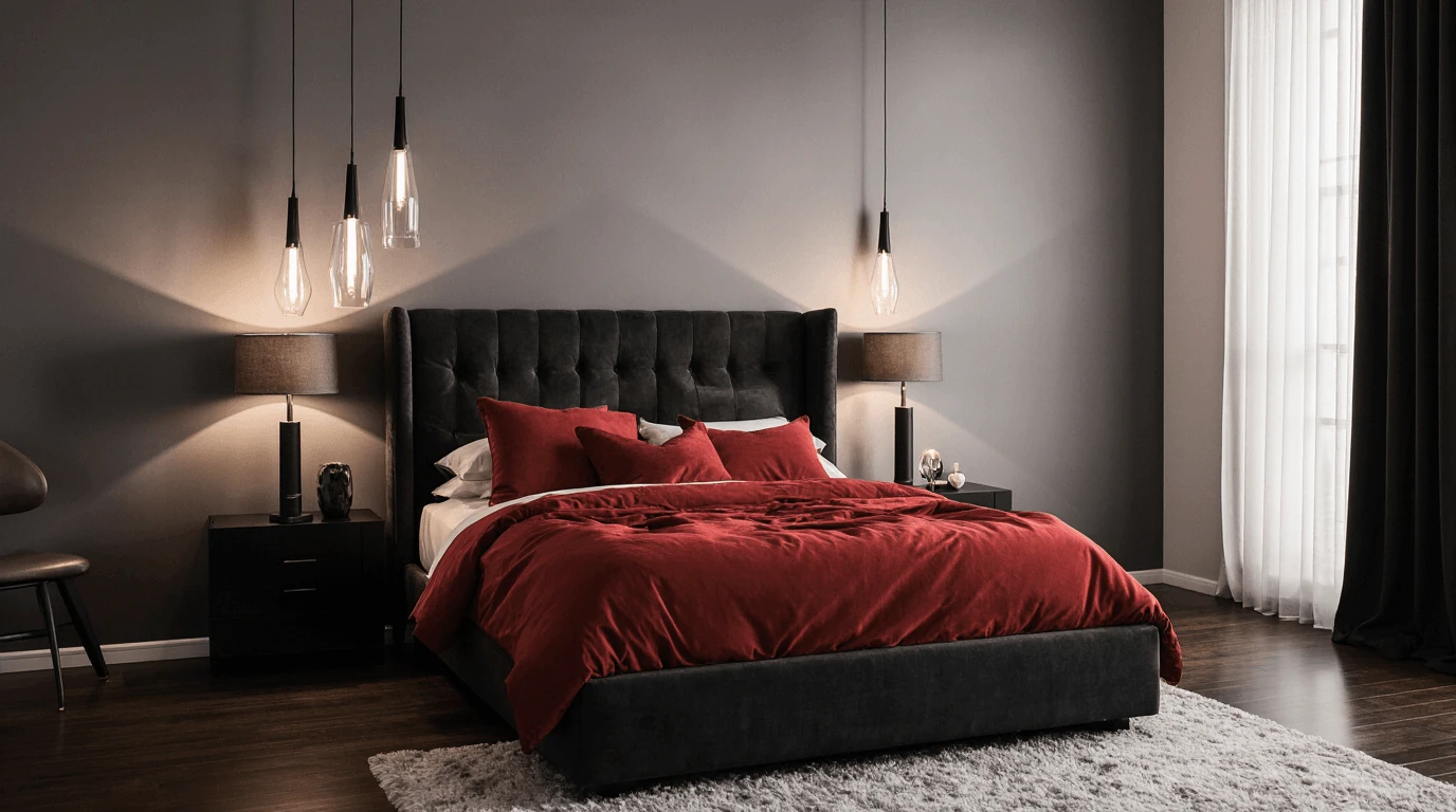 red and black interior design
