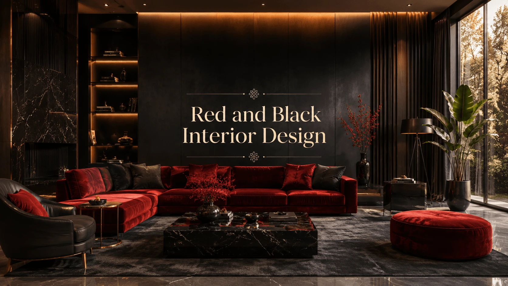 red and black interior design
