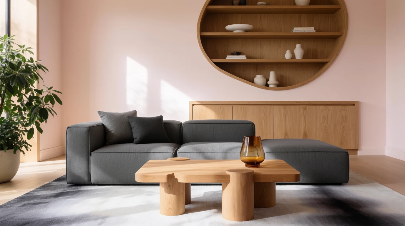 light pink walls living room