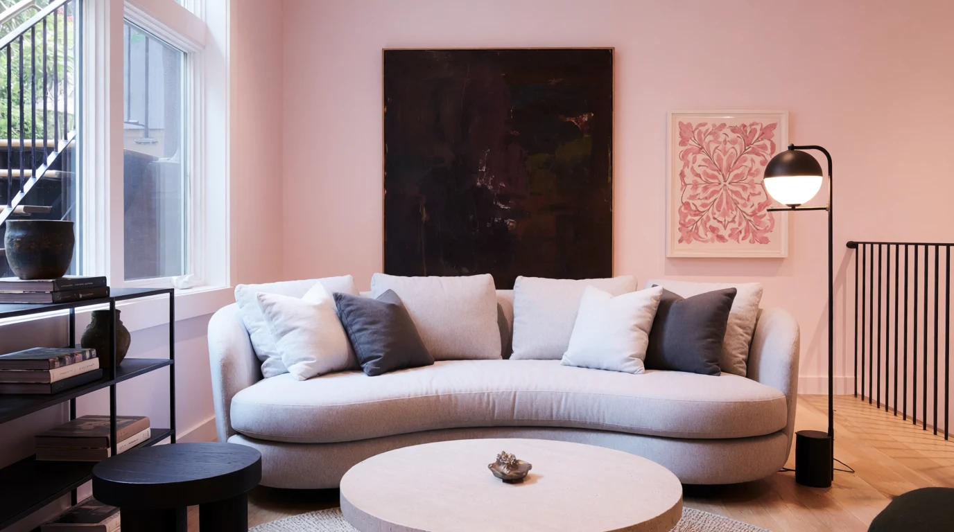 light pink walls living room