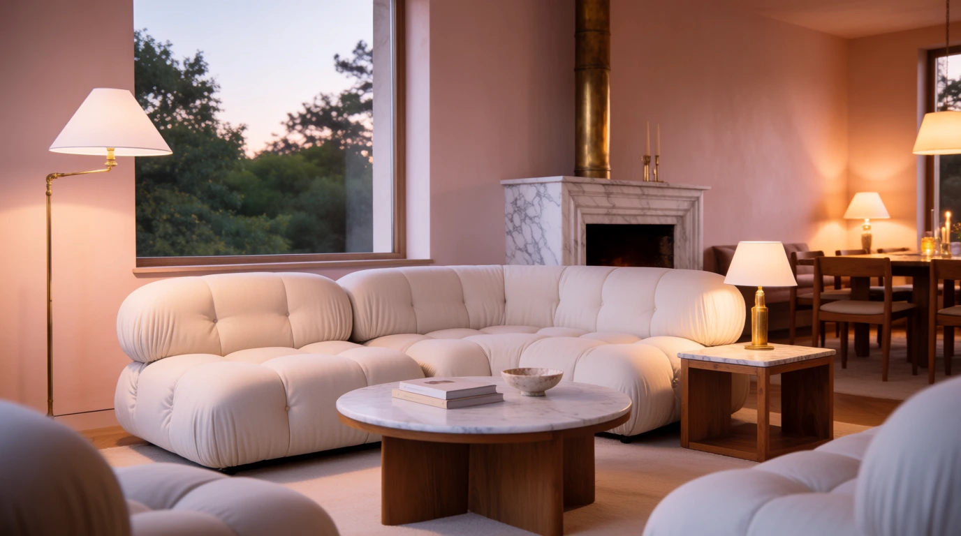 light pink walls living room