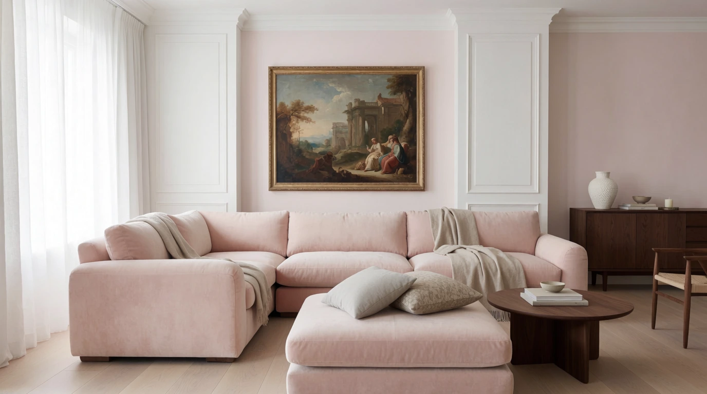 light pink walls living room