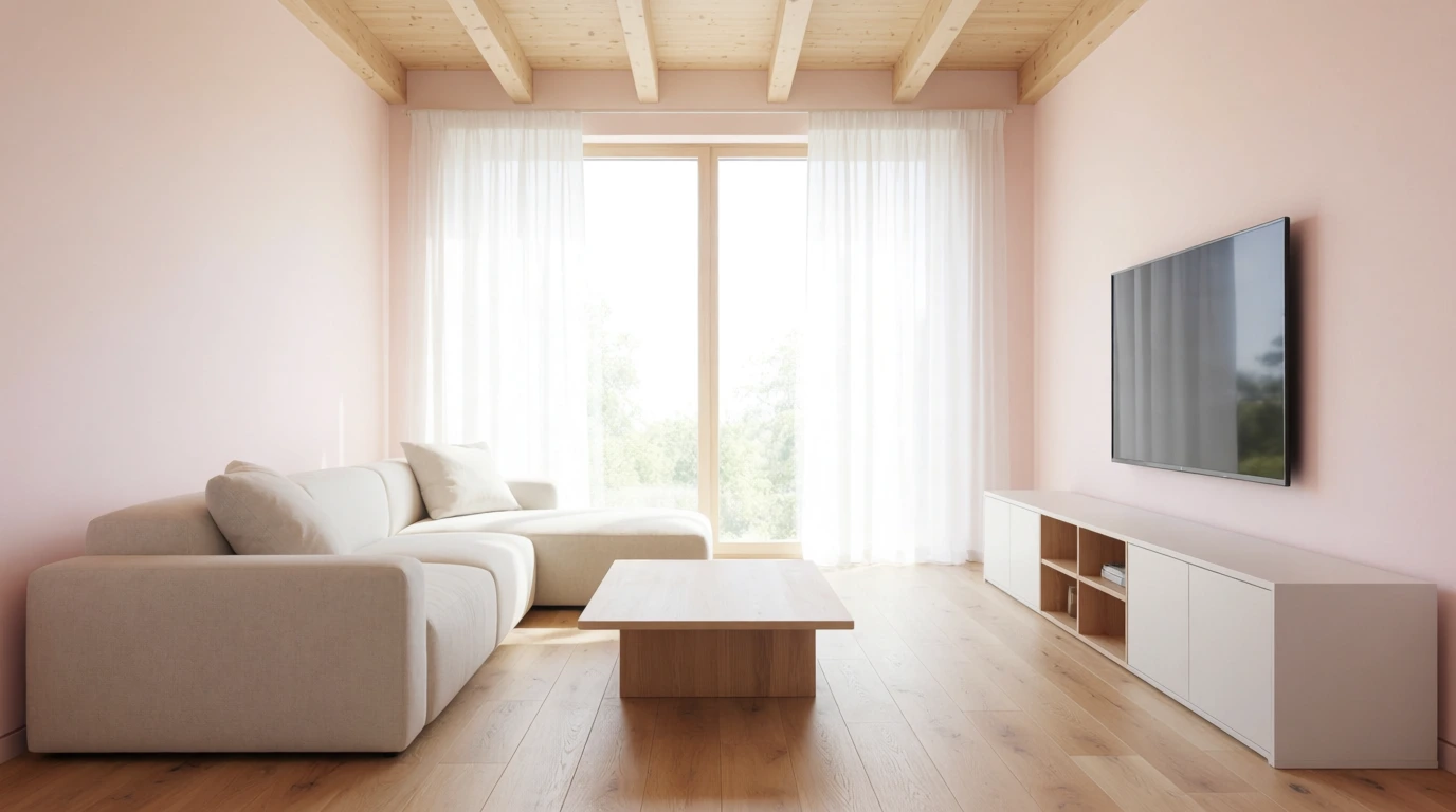 light pink walls living room