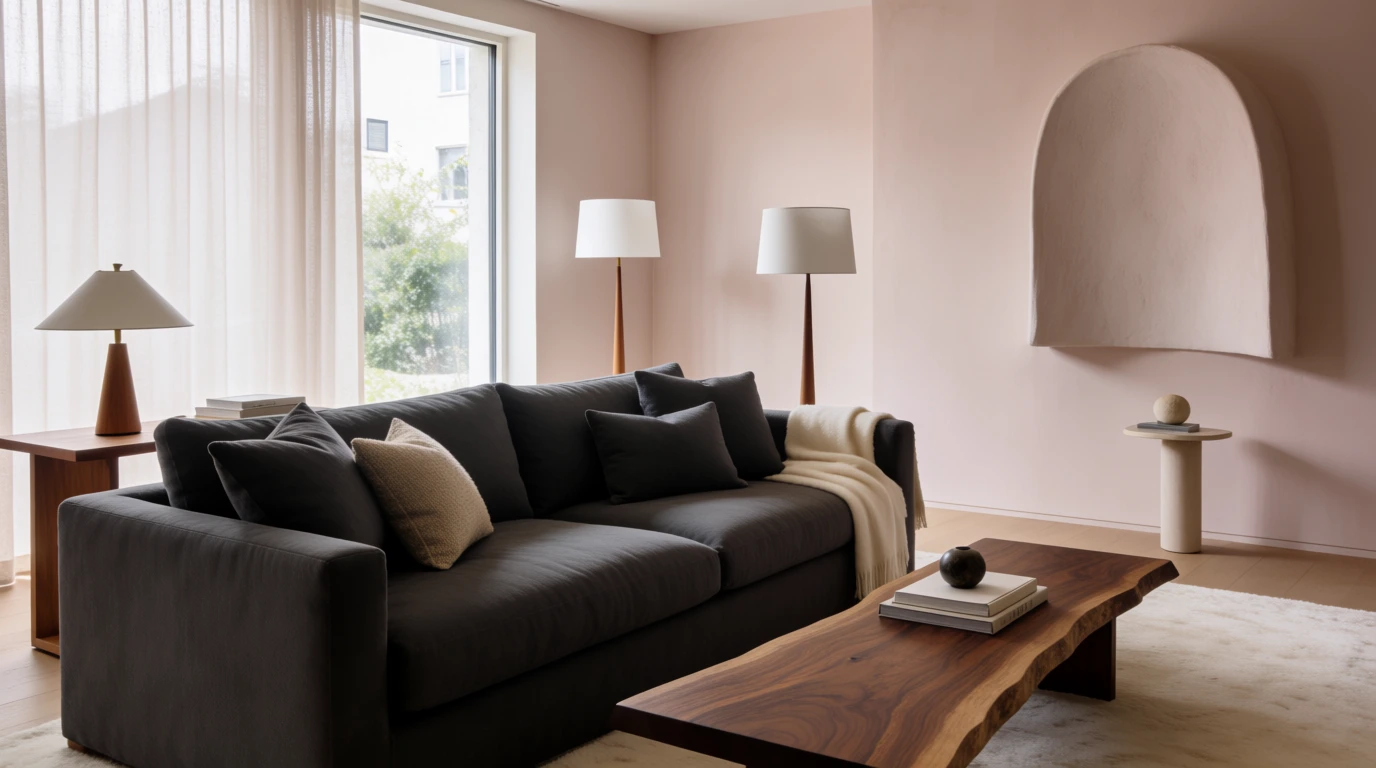 light pink walls living room