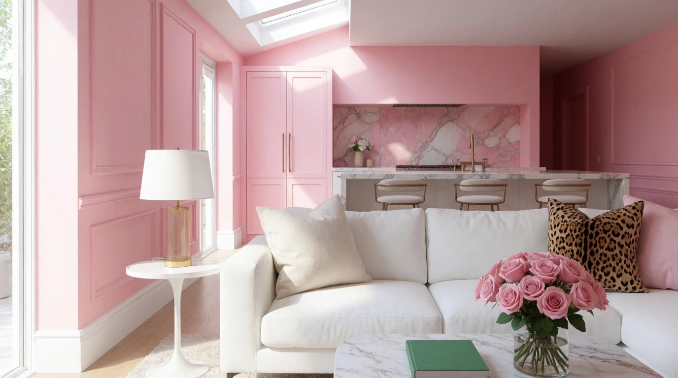 light pink walls living room