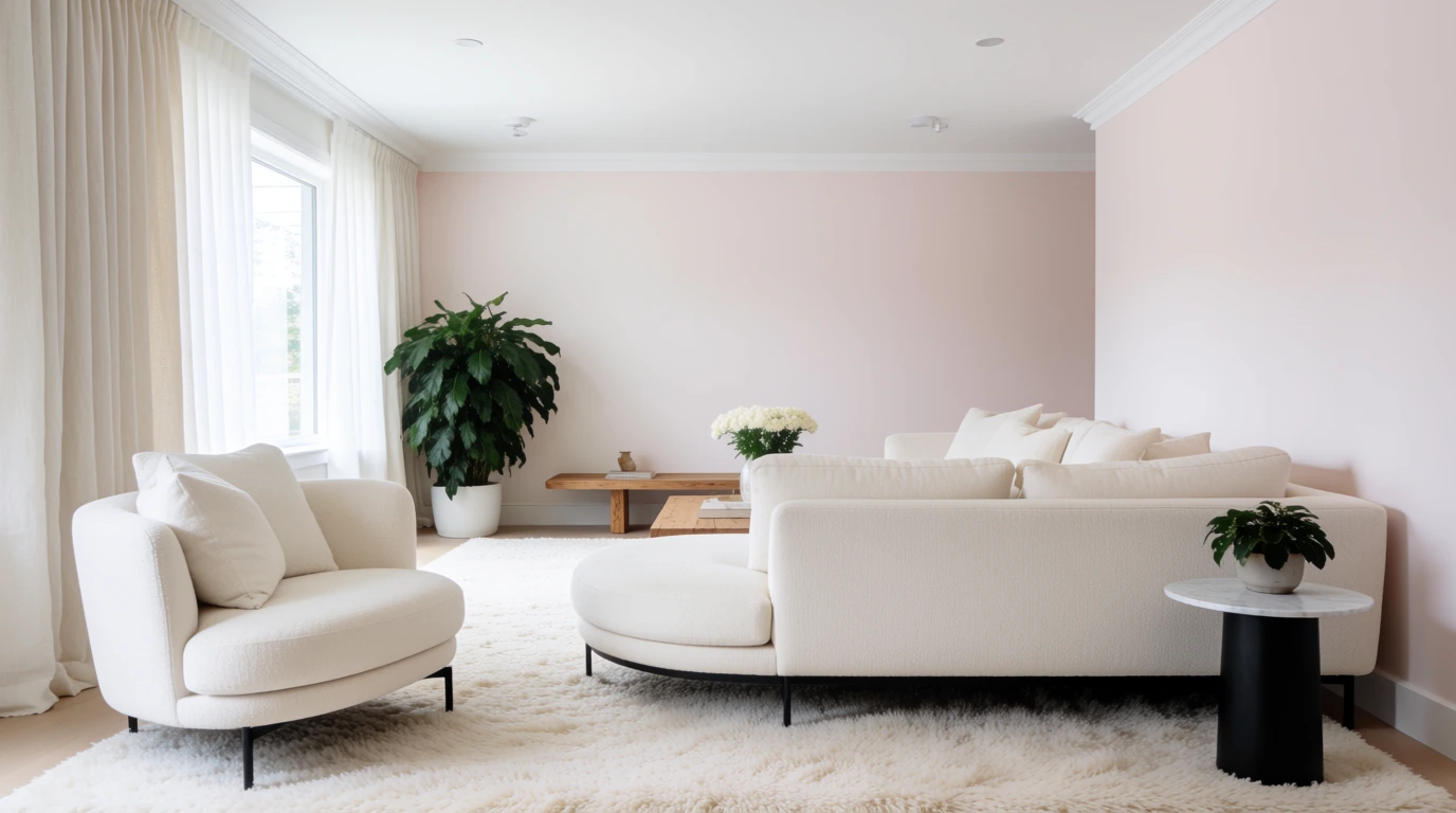 light pink walls living room
