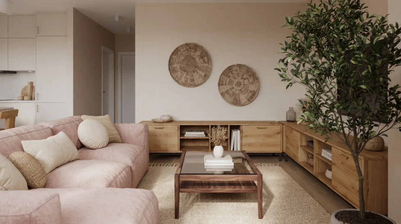 light pink walls living room