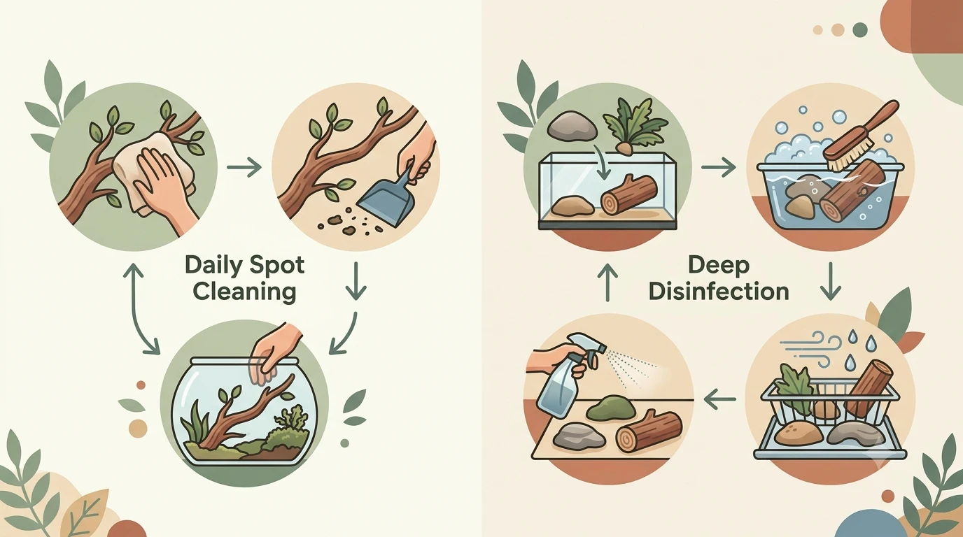 how to clean reptile decor
